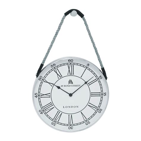 Metal Hanging Wall Clock With Attached Rope Fitted With Leather Straps