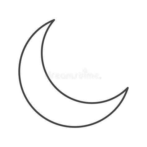 Crescent Thin Line Icon Moon Face Vector Illustration Isolated On