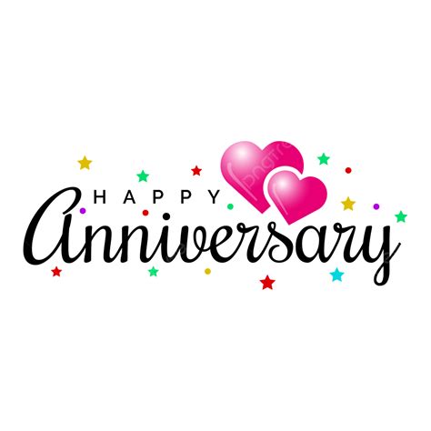 Happy Anniversary Sticker With Hearts Transparent Background Happy