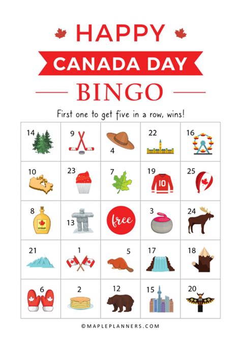 These sites offer big jackpot games that provide you with more chances of. Happy Canada Day Bingo - Download Free Printable