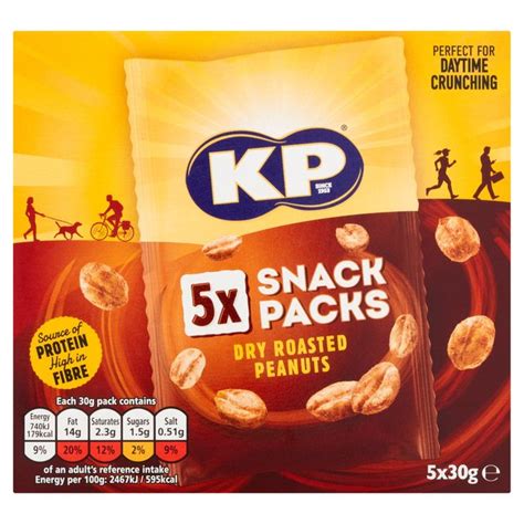 Kp Dry Roasted Peanuts 5 X Snack Packs Morrisons