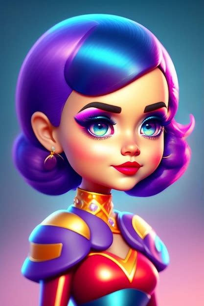 Premium Ai Image A Cartoon Character With Purple Hair And Blue Eyes