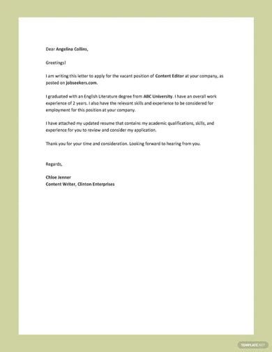 Short Cover Letters 30 Free Word Pdf Format Download