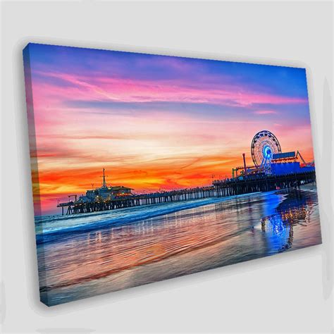 Santa Monica Pier Wall Art Sunset Santa Monica Print Los Etsy