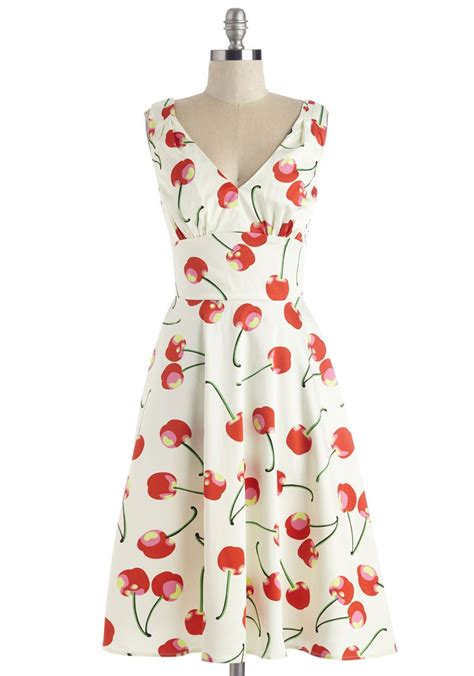 Stem Fields Dress Mod Retro Vintage Dresses Cherry