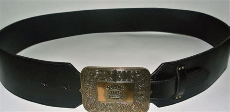 Lauren Ralph Lauren Crown Buckle Wide Black Leather Belt Sz L Ebay
