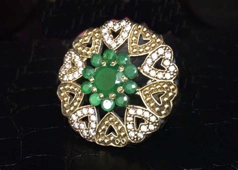 Emerald Ring Green Gemstone Turkish Ring US Size 9 5 Mid Century