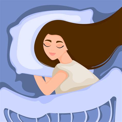 Girl Sleeping At Night In Bed Under Duvet Concept Of Healthy Sleep