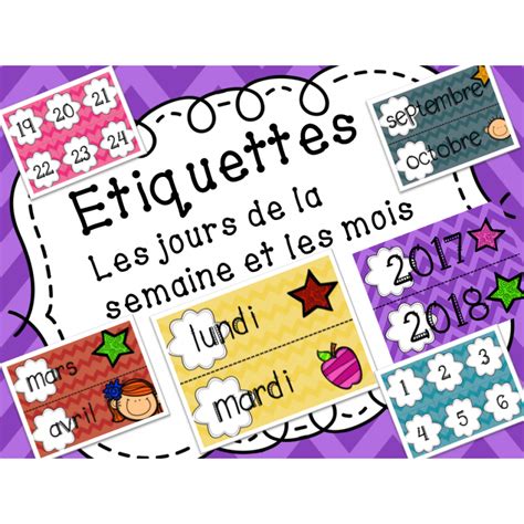 Etiquettes Date Jours De La Semaine Et Mois