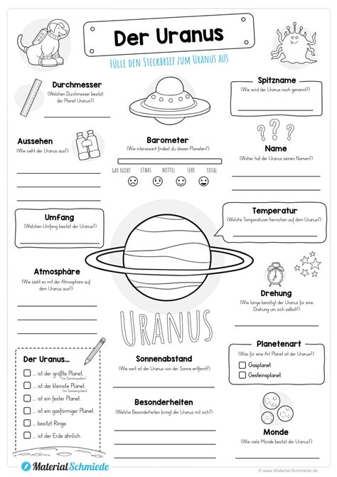 Steckbrief Zum Planeten Uranus Unterrichtsmaterial Im Fach