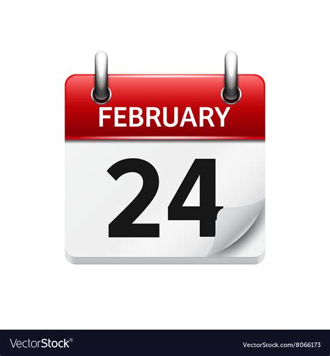 February 24 Flat Daily Calendar Icon Date Vector Image