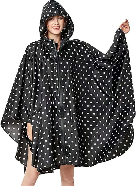 Unisex Womens Rain Poncho Hooded Jacket Waterproof