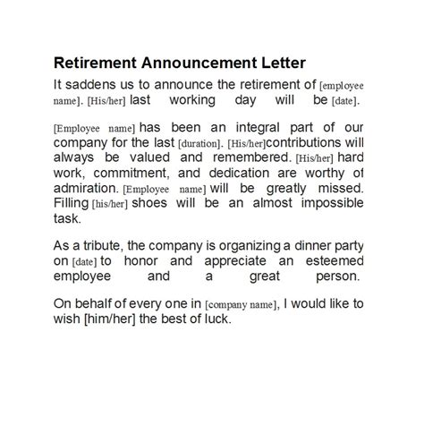 A retirement announcement is used to announce the retirement of an employee, addressed to the employers 40 amazing retirement announcement emails & letters (free template & example). Download retirement announcement template 01 | Retirement ...