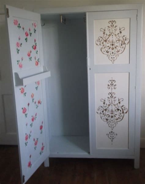 Vintage Wardrobe With Stencils And Hand Painted Roses Vintage