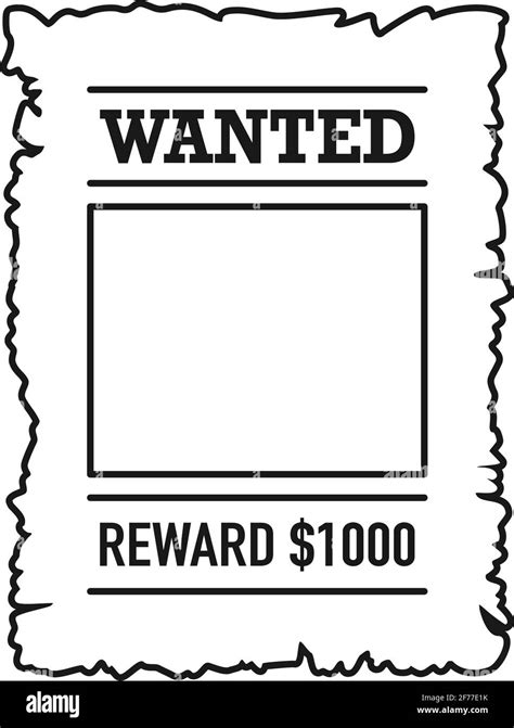 Template Of Wanted Poster With Blank Frame In Vector Outline Stock