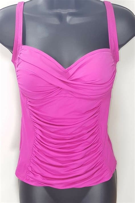details about la blanca womens hot pink tankini bathing suit top sweetheart cup size 6 euc