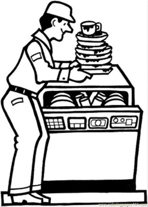Easy and free to print laundry and clothing coloring pages for children. Dish Washing Machine Coloring Page ... | Coloring pages ...