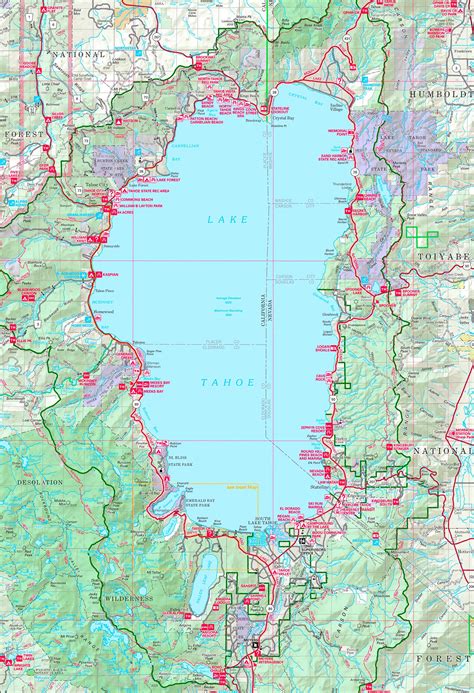 Large Detailed Tourist Map Of Lake Tahoe 25200 Hot Sex Picture
