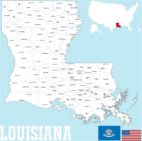 Laminated Map Large Detailed Administrative Map Of Louisiana State Images