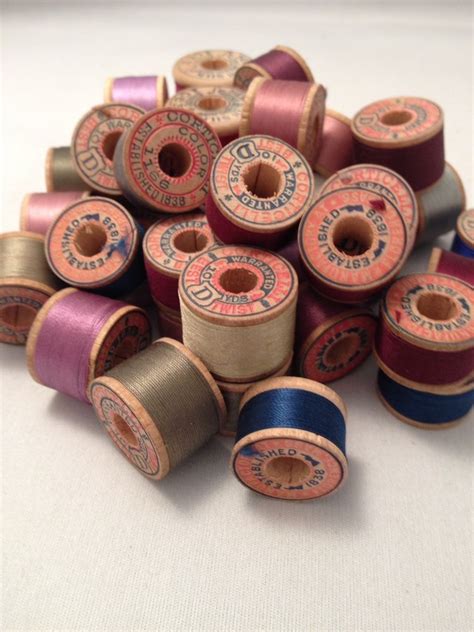 Lot Of 40 Wooden Spools Of Vintage Sewing Thread Mostly Corticelli