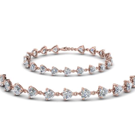 Heart Diamond Tennis Bracelet In 18k Rose Gold Fascinating Diamonds
