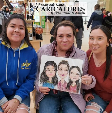Mother And 2 Daughters Caricature Caricature Cute Funny