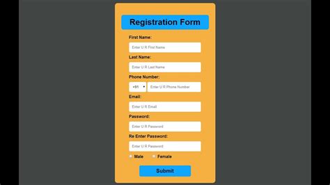 How To Create A Registration Form Using HTML And CSS YouTube