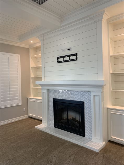 Custom Entertainment Center Fireplace And Coffered Ceiling By