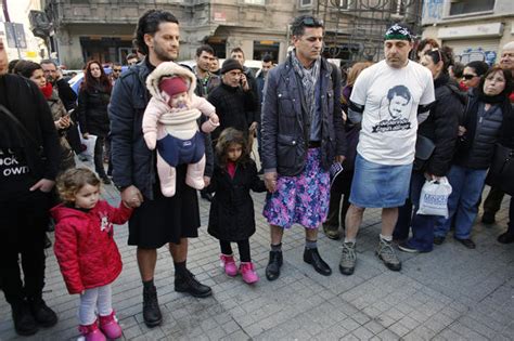 Men In Skirts Turkish Men In Skirts Campaign For Women S Rights Pictures Cbs News