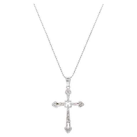 Diamond Platinum Cross Necklace For Sale At 1stdibs