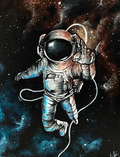 Astronaut Painting Astronaut Art Space Painting Space T Etsy