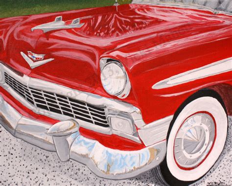 Acrylic Painting Cars An Original Acrylic Painting Of A Red 1956