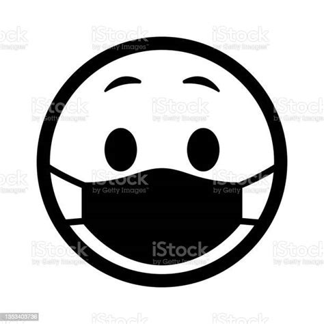 Smiley Face With A Mask Emoji Icon Vector Emoticon Sign Positive