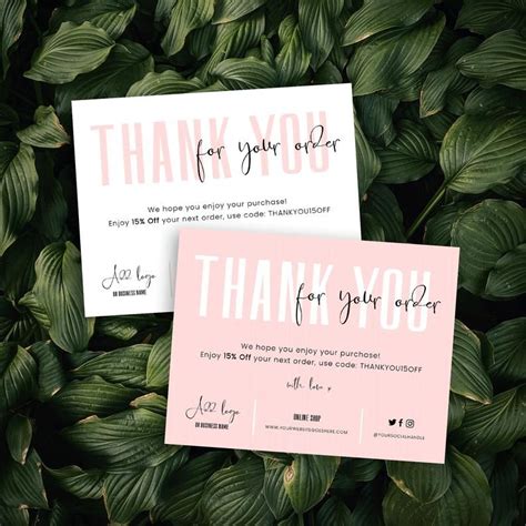 Small Business Thank You Card Template Thank You For Your Etsy