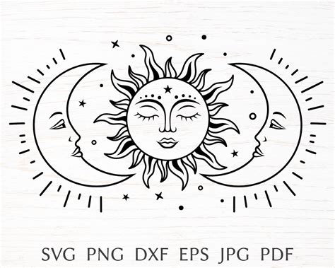 Sun And Moon Svg Celestial Svg Design With Crescent Moon Etsy Australia