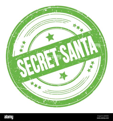 Secret Santa Text On Green Round Grungy Texture Stamp Stock Photo Alamy