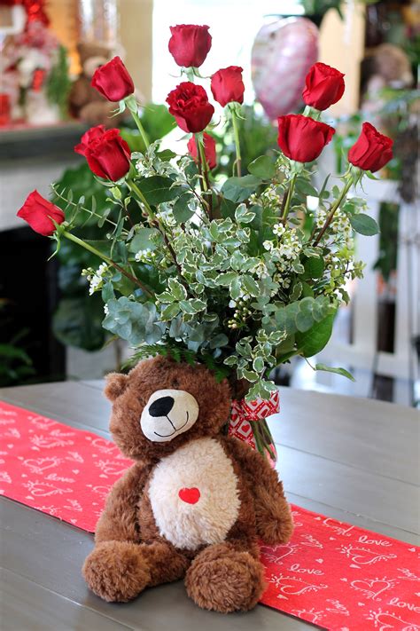 1 Dozen Roses And Quality Plush Teddy Bear In Simi Valley Ca Michael