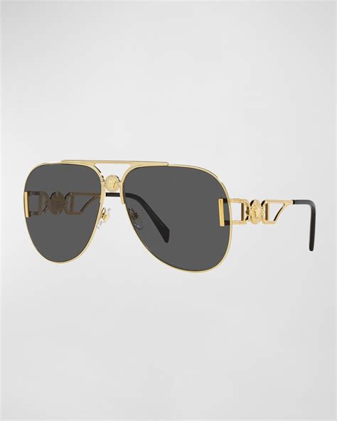 Versace Medusa Metal Aviator Sunglasses Neiman Marcus