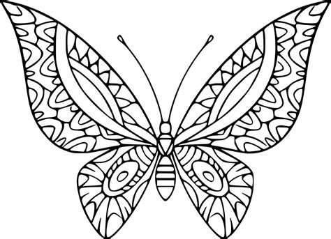 Simple Zentangle Butterfly Coloring Pages Coloring Cool