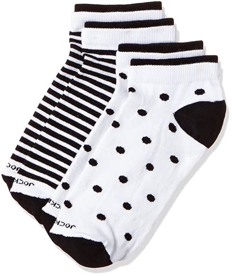 Jockey Womens Cotton Low Show Socks 7480 0210 Wtmsmwhite And Black