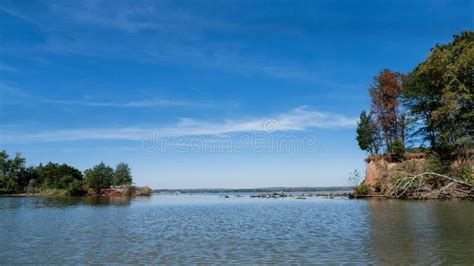 Lake With Trees In Autumn Blue Skies Stock Image Image Of Weather