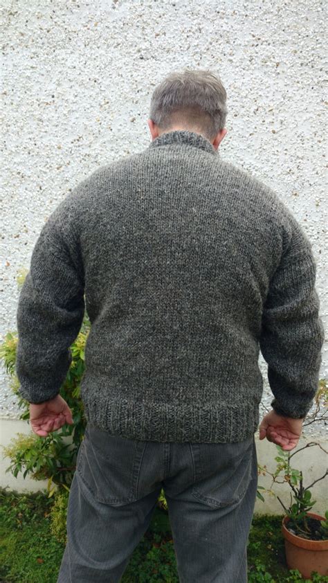Irish Fisherman Sweater Dark Gray 100 Raw Organic Wool Undyed