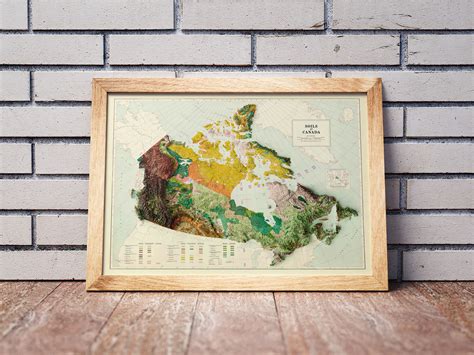Canada Map Relief Map Of Canada Canada Old Map Etsy Singapore