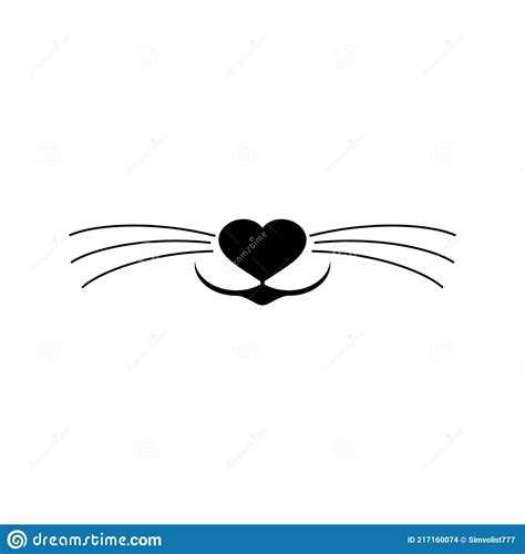 Cat Nose And Whiskers Vector Clipart And Drawing Isolated Silhouette