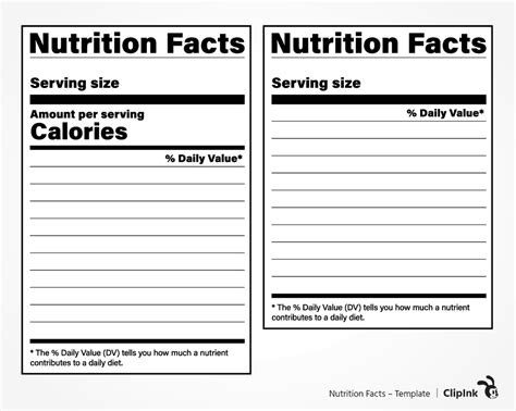 Papercraft Blank Clipart Blank Silhouettes Nutrition Facts Template