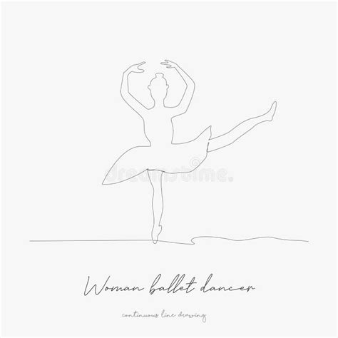 Continuous Line Drawing Woman Ballet Dancer Simple Vector