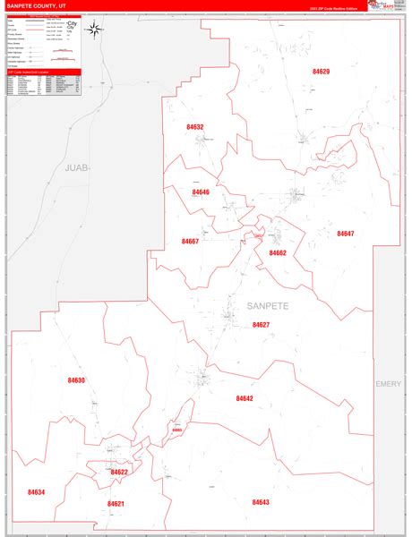 Sanpete County UT Zip Code Maps Red Line
