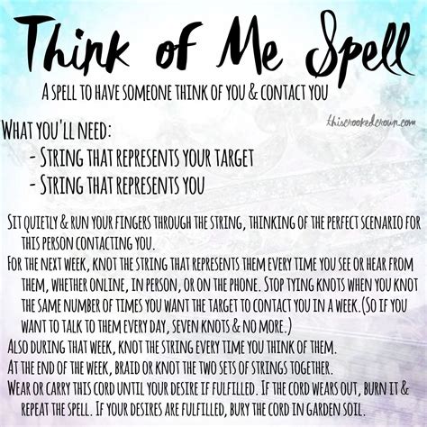 This Spell Is To Have Someone Think Of You Typically You’re Casting This Spell To Get A