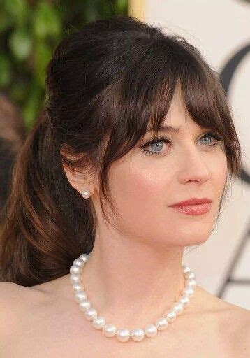 Zooey Long Hair With Bangs Wavy Hair Her Hair Bangs With Ponytail
