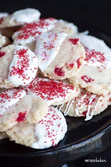 White Chocolate Cherry Shortbread Cookies • Pint Sized Baker